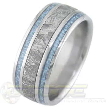 Meteorite with Twin Light Blue Carbon Fiber