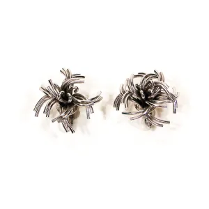 Mid Century Modern Silver Tone Atomic Starburst Earrings