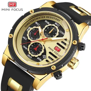 MINI FOCUS Fashion Mens Quartz Watches Multifunciton Chronograph Sports Watch Top Brand Luxury Waterproof Wristwatch gift box