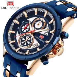 MINI FOCUS Men&#39;s Sports Chronograph Quartz Watch Male Silicone Wrist Watches Waterproof Stopwatch Man Clock Relojios Masculinos