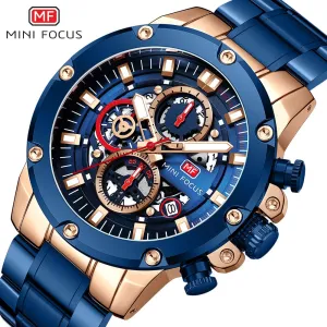 MINI FOCUS New Sports Watch Men Top Luxury Brand Stainless Steel Waterproof Clocks Man Military Quartz WristWatch Montre Homme