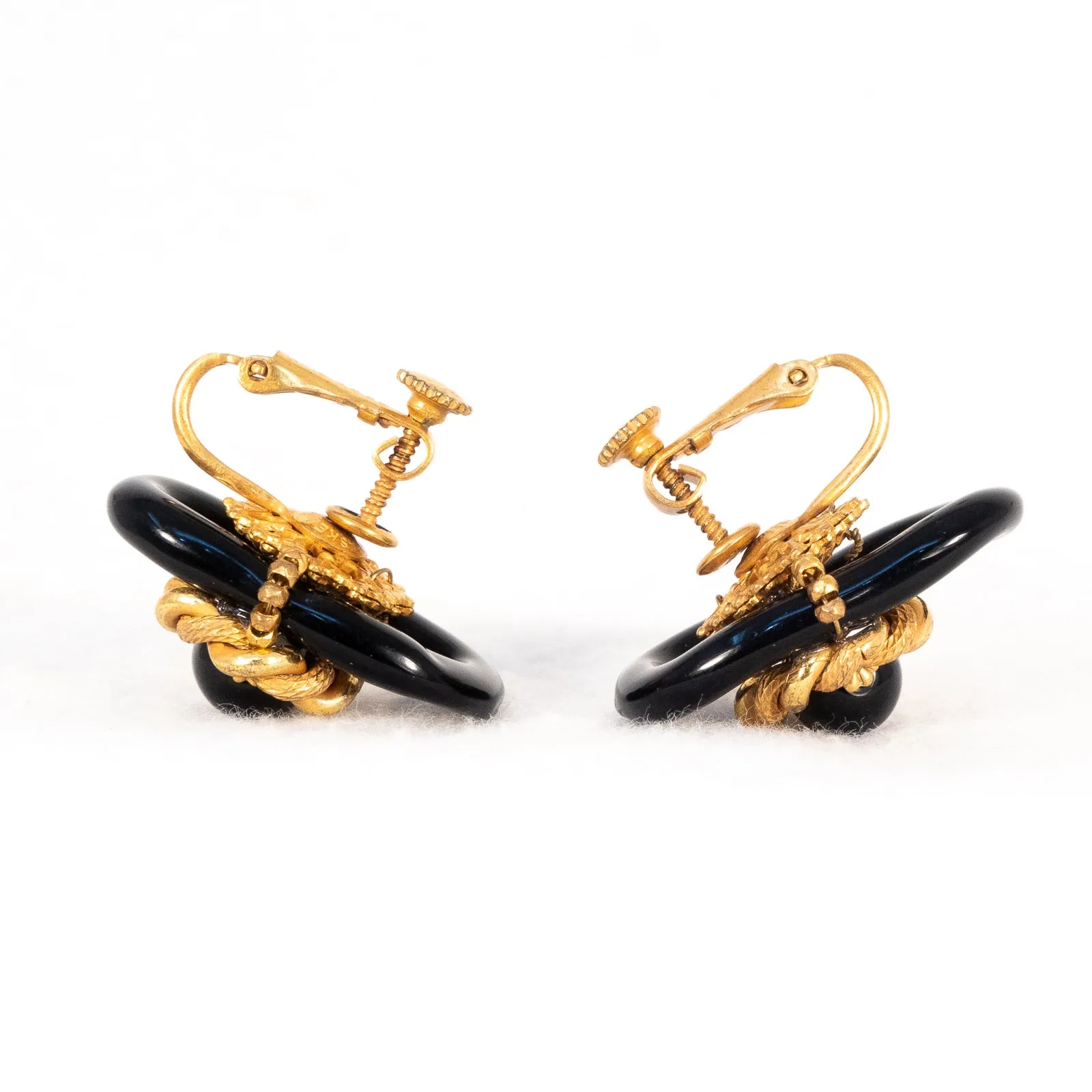 Miriam Haskell Black Loop Chain Link Earrings