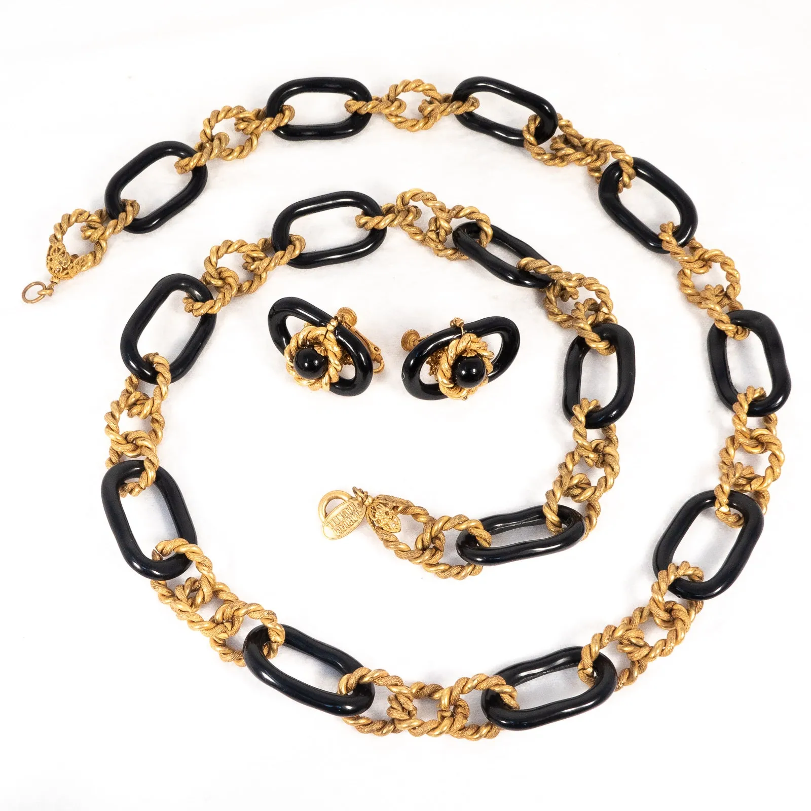 Miriam Haskell Black Loop Chain Link Earrings