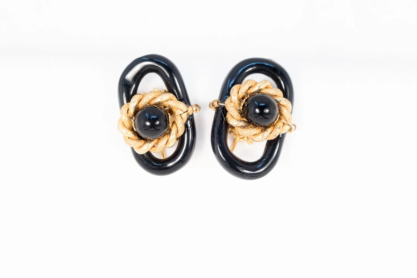 Miriam Haskell Black Loop Chain Link Earrings