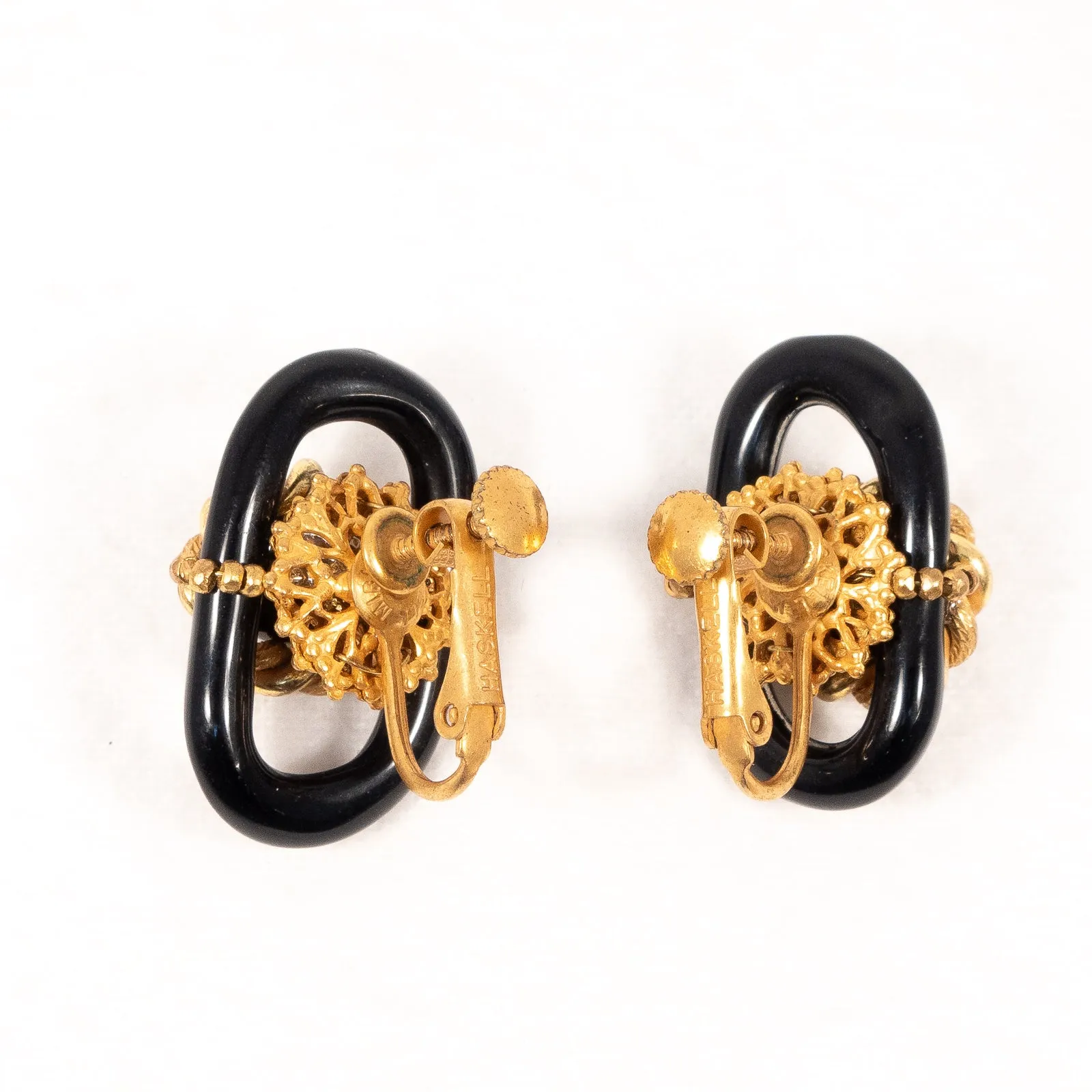 Miriam Haskell Black Loop Chain Link Earrings