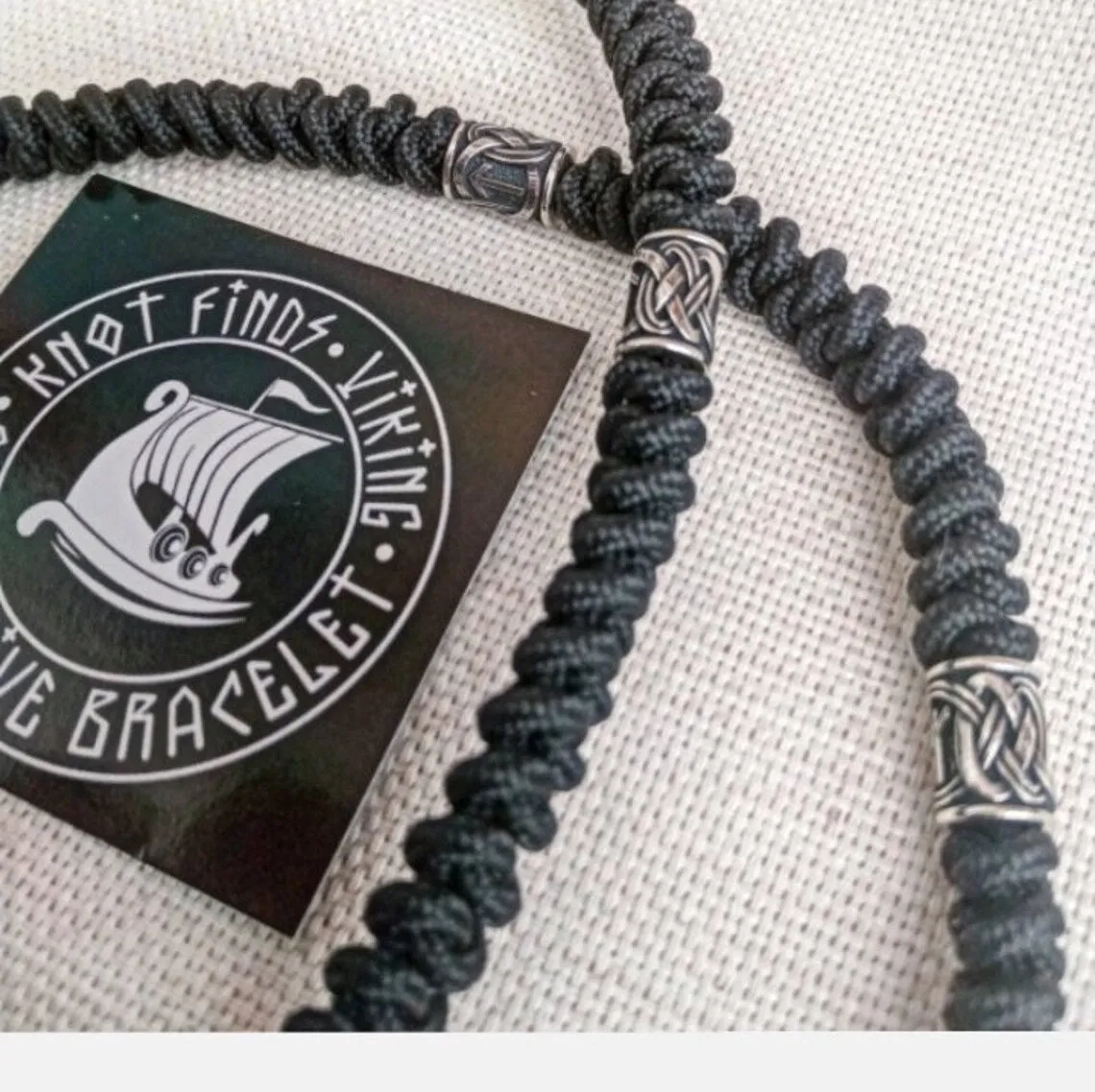 Mjöllnir black necklace. Paracord jewelry. Viking style. Mens accessories. Thor's Hammer pendant.
