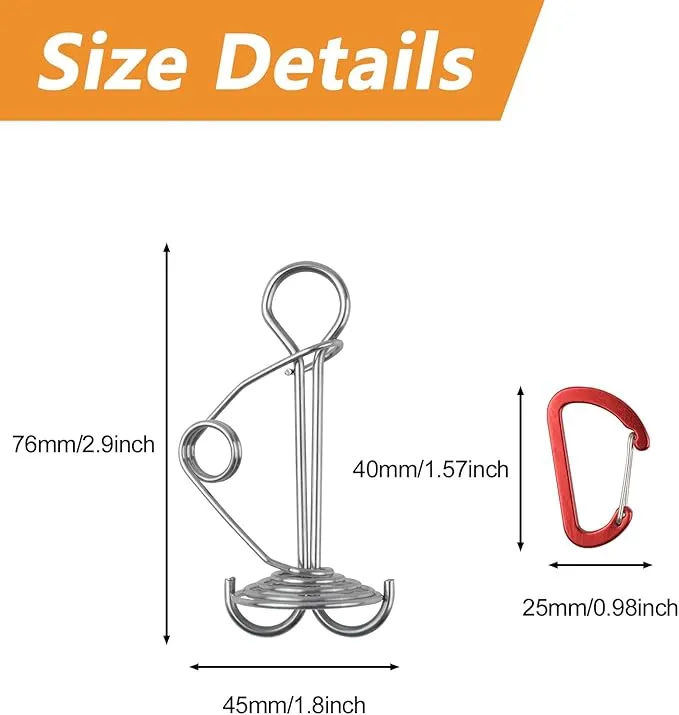 Morobor Deck Anchor Pegs, 10 PCS Windproof Aluminium Alloy Tent Stakes with Spring Red Buckle, Portable Double Ring Ground Anchor Pegs for Camping Hiking Fishing