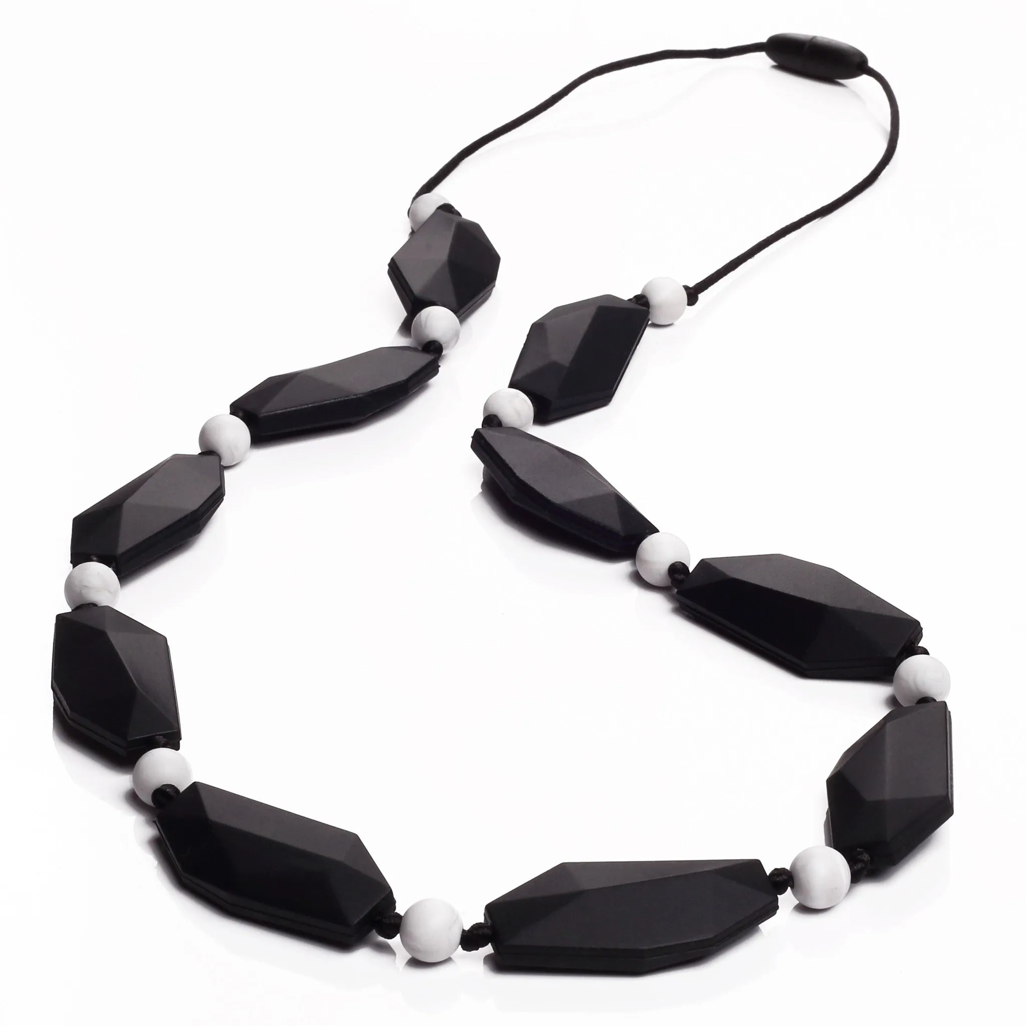 Naomi Teething Necklace - Black/Marble