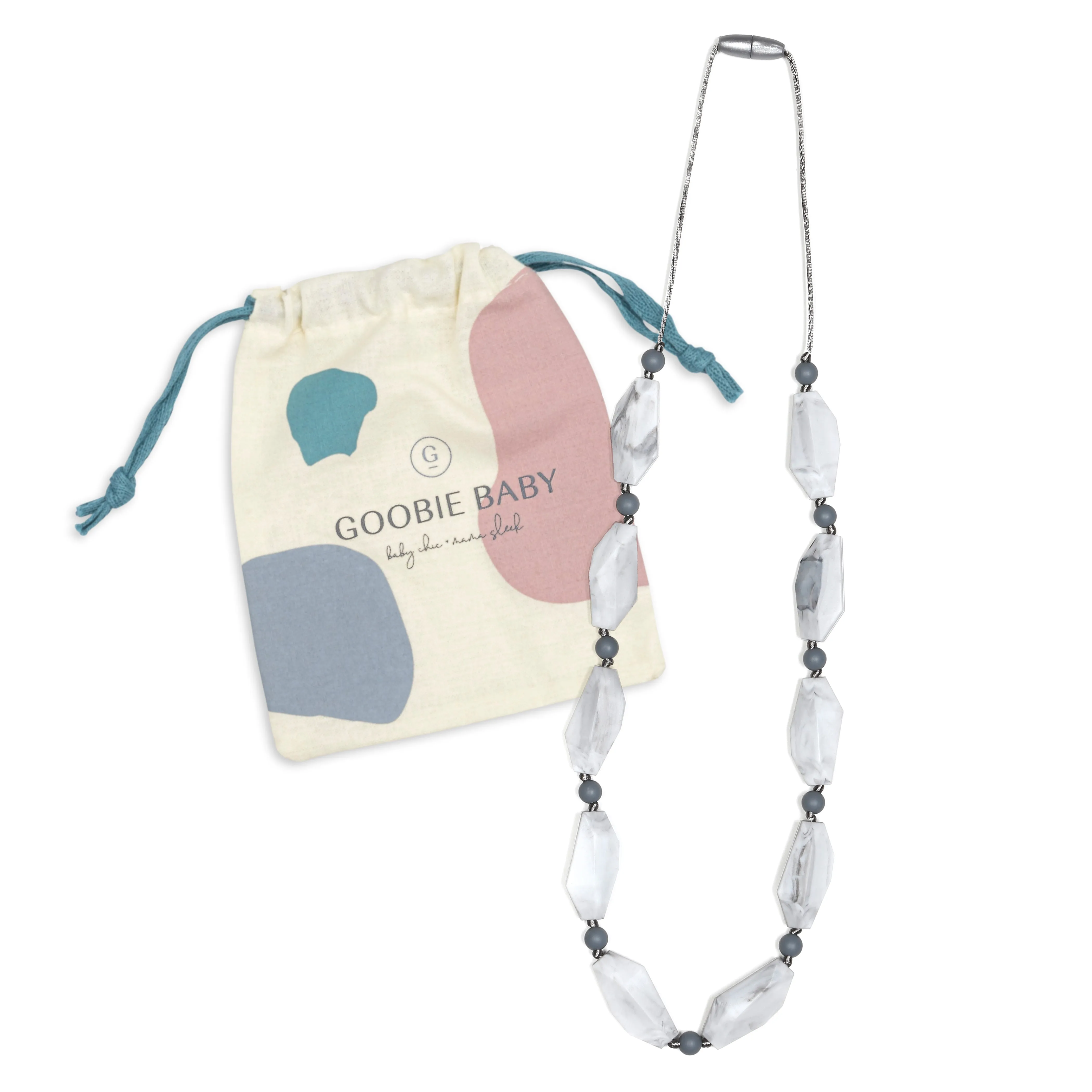 Naomi Teething Necklace - Marble/Grey