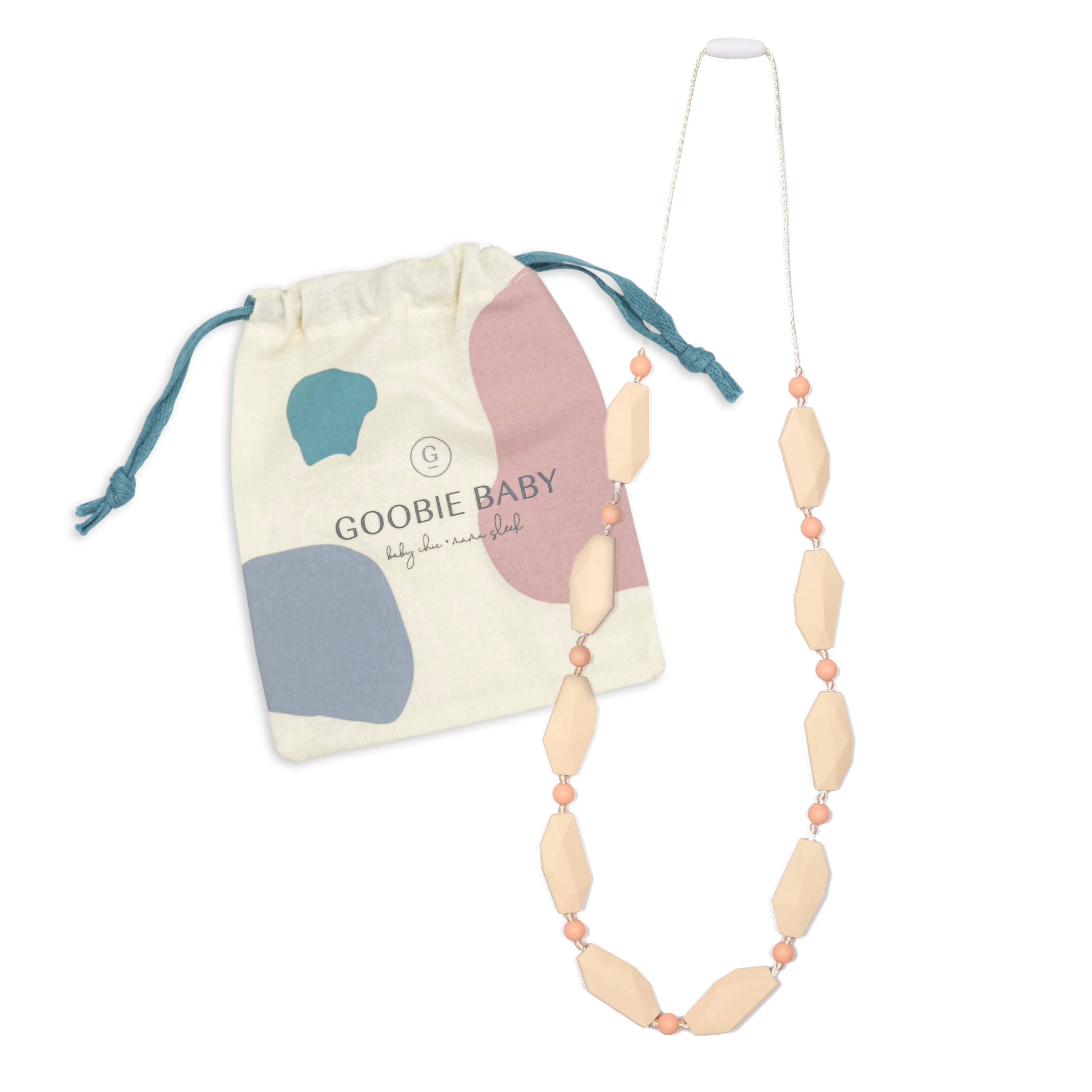 Naomi Teething Necklace - Peach/Cream