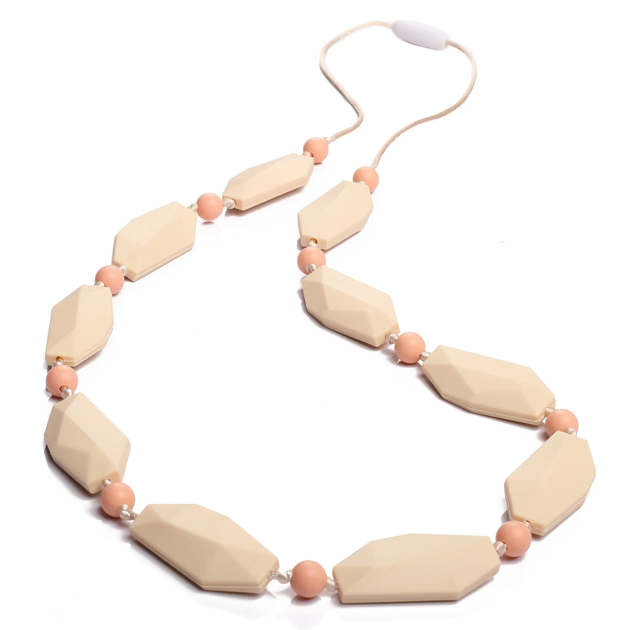 Naomi Teething Necklace - Peach/Cream