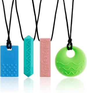 New Sensory Chew Necklaces(4 Pack),Sensory Oral Motor Chew Tool, for Adults Autism/ADHD/Special Needs, BPA Free