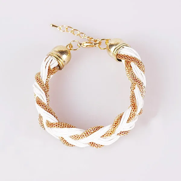 New women metal winding bracelet with a rope