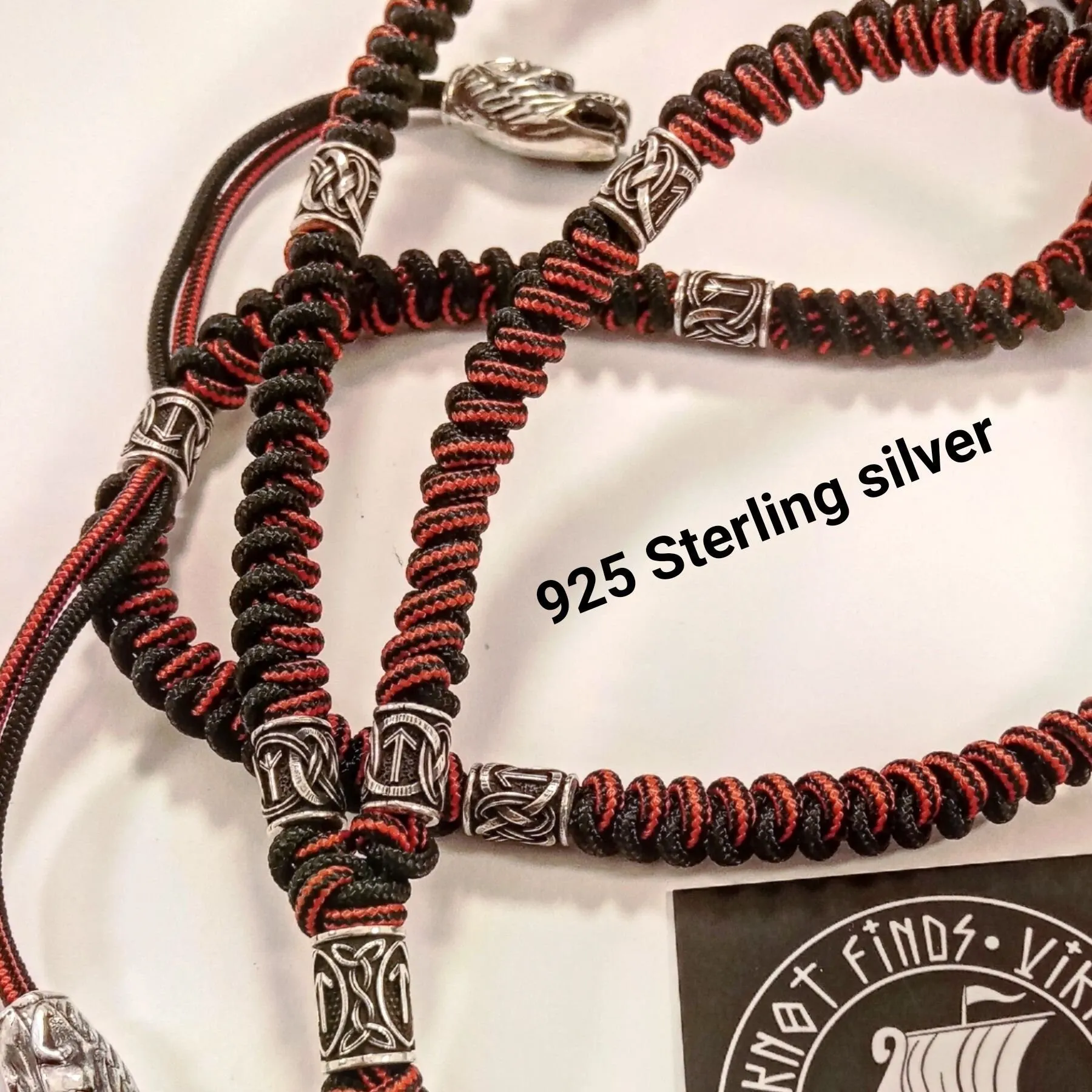 Norse bloody stripe. 925 Sterling silver necklace. Viking jewelry. Mens luxury accessories.