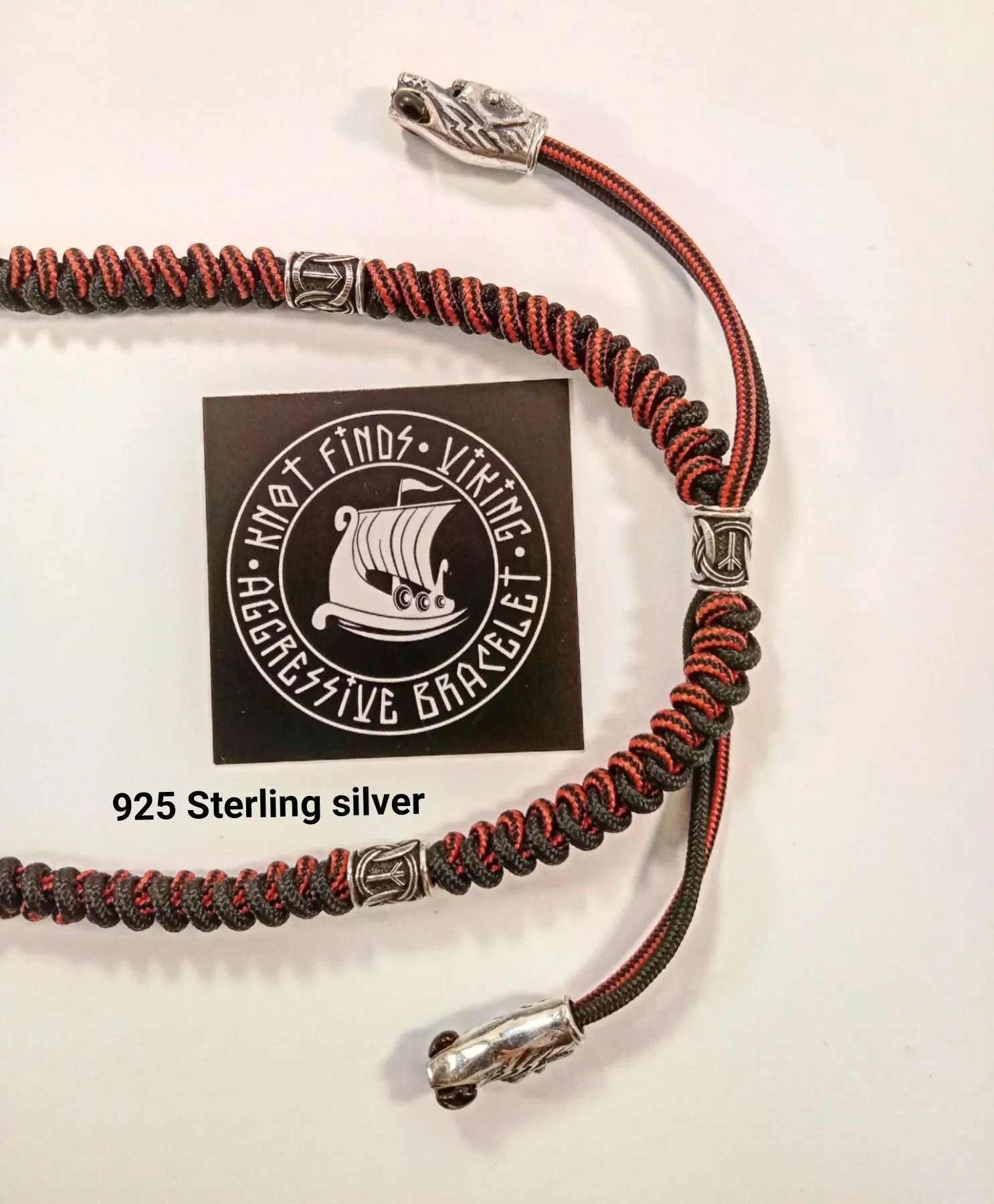 Norse bloody stripe. 925 Sterling silver necklace. Viking jewelry. Mens luxury accessories.