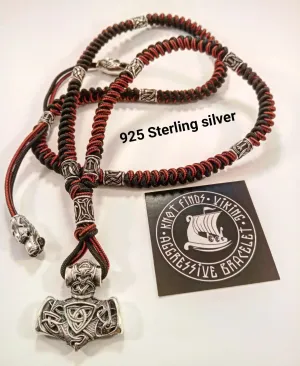 Norse bloody stripe. 925 Sterling silver necklace. Viking jewelry. Mens luxury accessories.