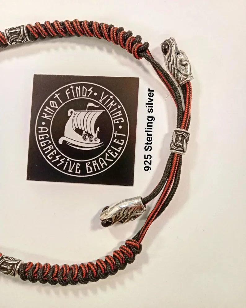 Norse bloody stripe. 925 Sterling silver necklace. Viking jewelry. Mens luxury accessories.