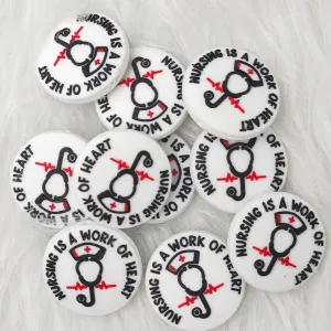 Nursing is a work of heart Silicone Focal Beads, Nurse Focal Beads