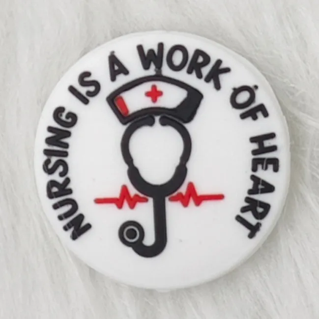 Nursing is a work of heart Silicone Focal Beads, Nurse Focal Beads