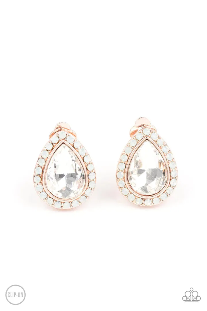 Paparazzi Cosmic Castles - Rose Gold Clip On Earrings