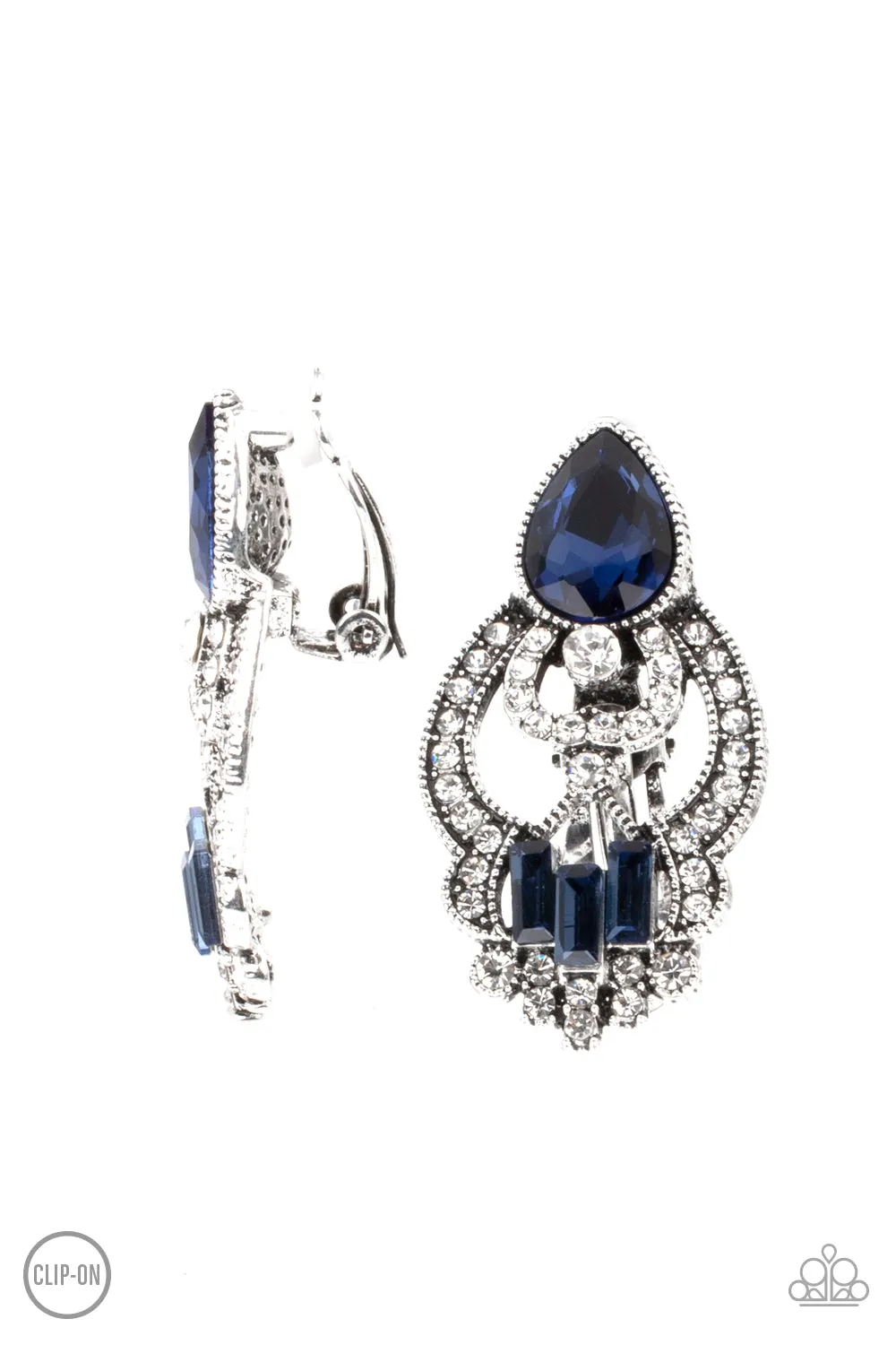 Paparazzi Glamour Gauntlet - Blue Clip-on Earrings