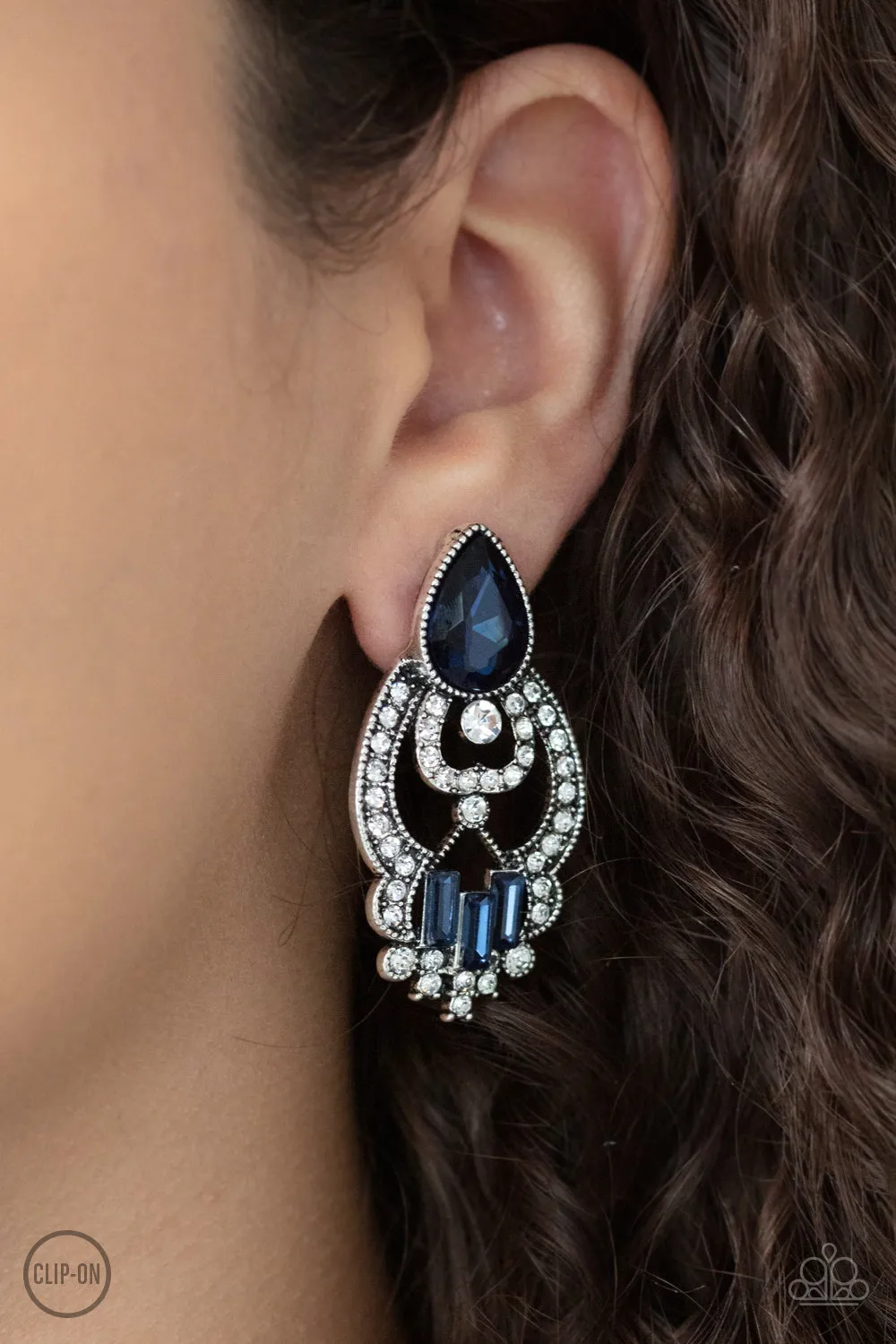 Paparazzi Glamour Gauntlet - Blue Clip-on Earrings