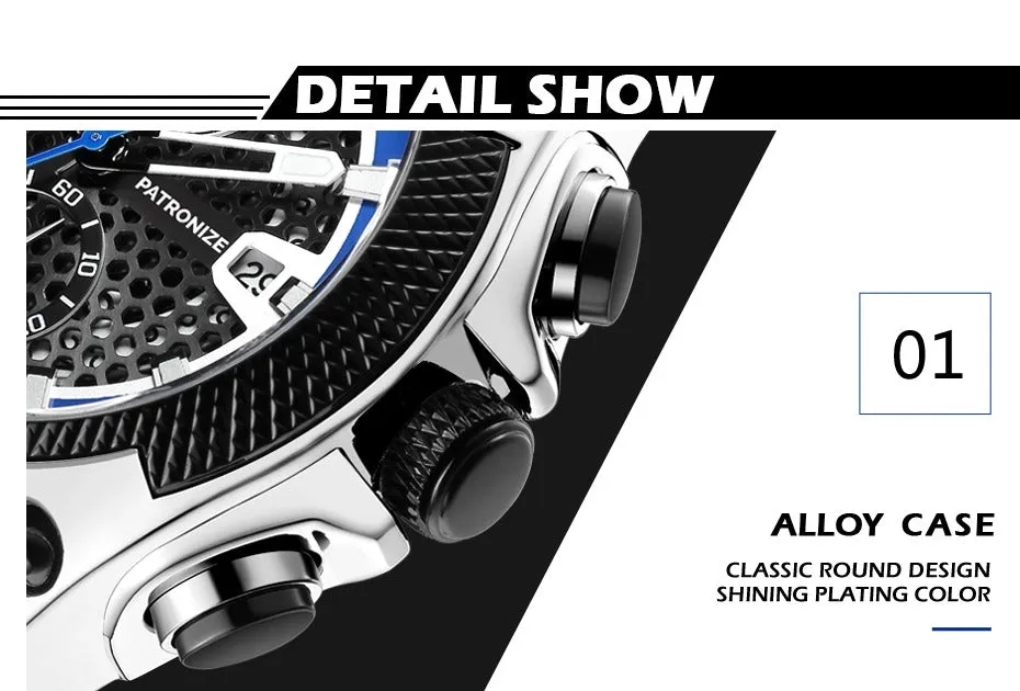 Patronize Blue Trend Hollow Dial Round Sports