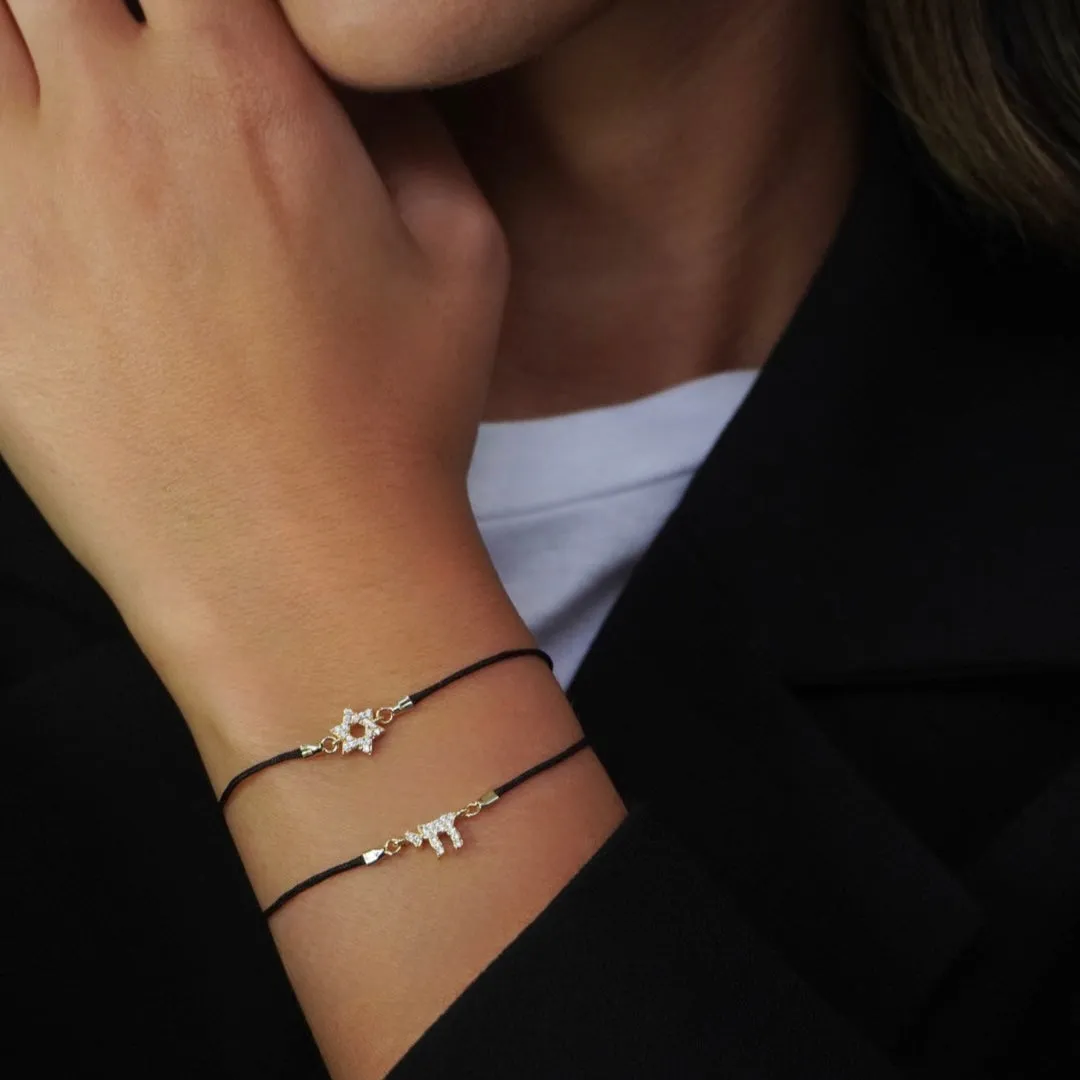 Pave Star Of David Rope Bracelet