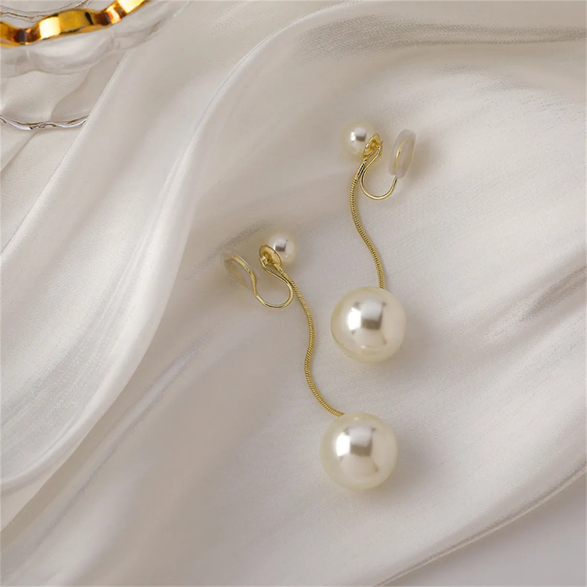 Pearl & 18K Gold-Plated Clip-On Drop Earrings