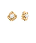 PEARL FLOWER CLIP ON EARRINGS