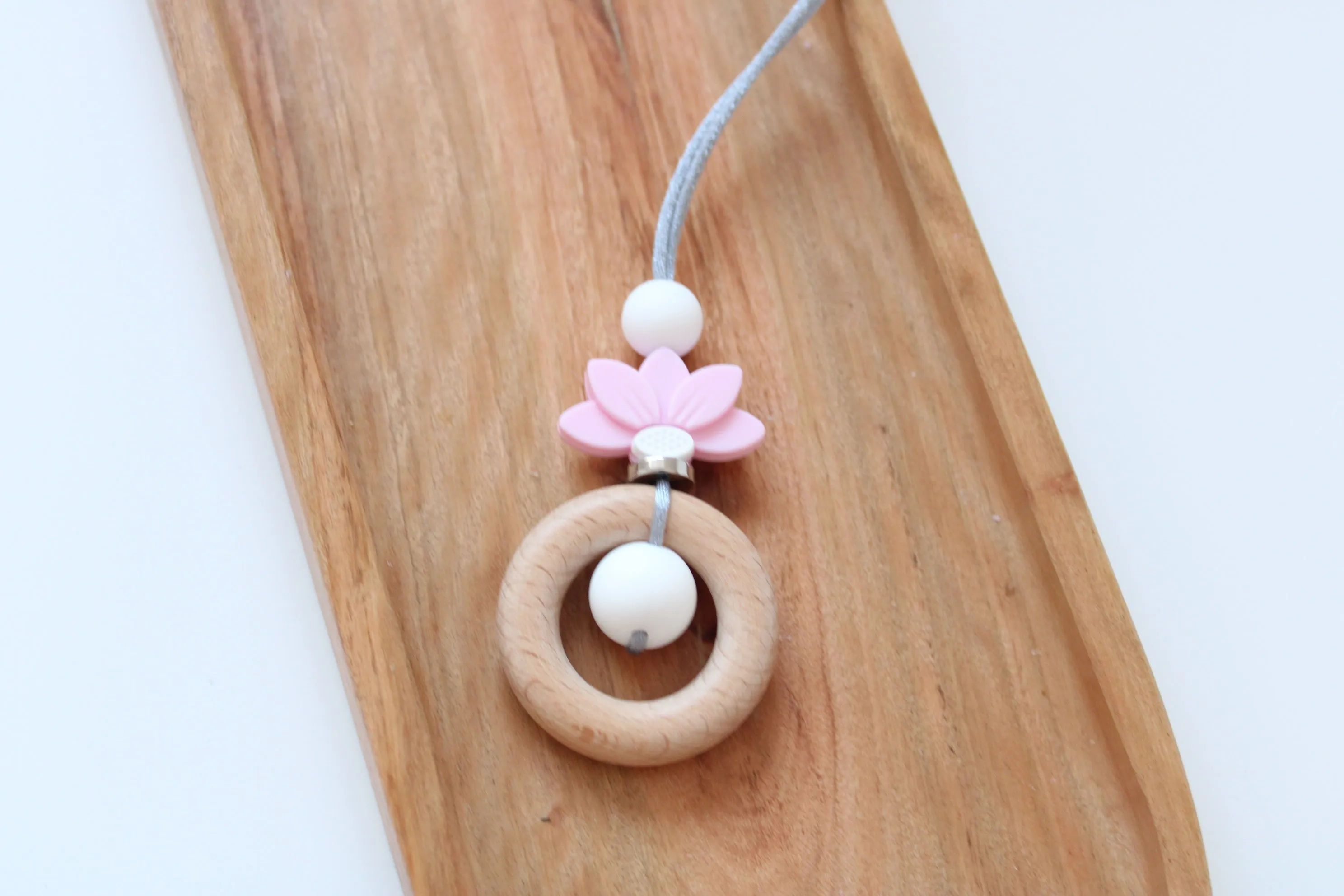 Personalised Engraved Floral Teething Necklace