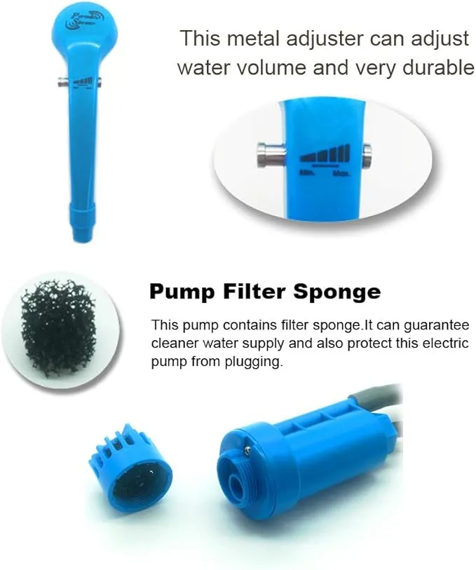 Portable Handheld Outdoor Camping Shower with Collapsible 5 Gallon Bucket(20L),Compact Pressure Shower Head Pump with 12V Car Cigarette Adapter for Camping,Hiking,Car washing