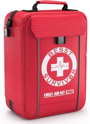Premium First Aid Kits, Labelled Compartments Trauma Kits -MOLLE System Large Emergencies Medical Kits for Car, Boats, Camping, Hurricanes, 265 Piece Emergency Necessities Kits
