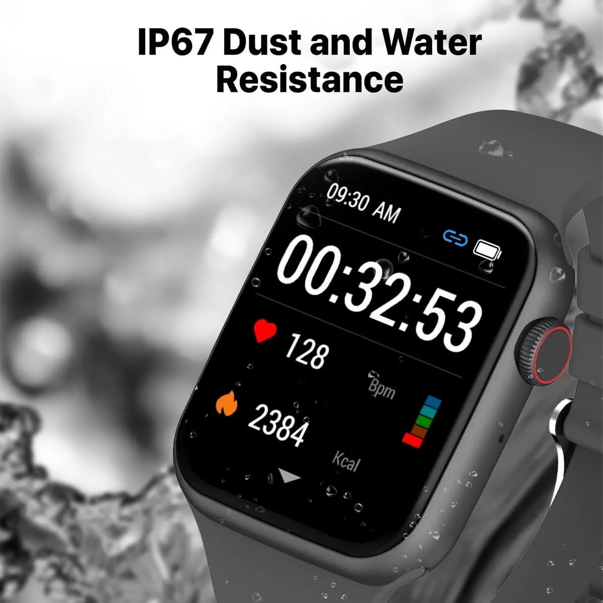 Promate Xwatch-B19 ActivLife Fitness Smartwatch = 1.9” Display Bluetooth Calling, IP67 Water Resistant, Voice Assistant, 15 Days Battery Life, 30 Sports Modes, Real-time HR Monitor, 100  Watch Faces