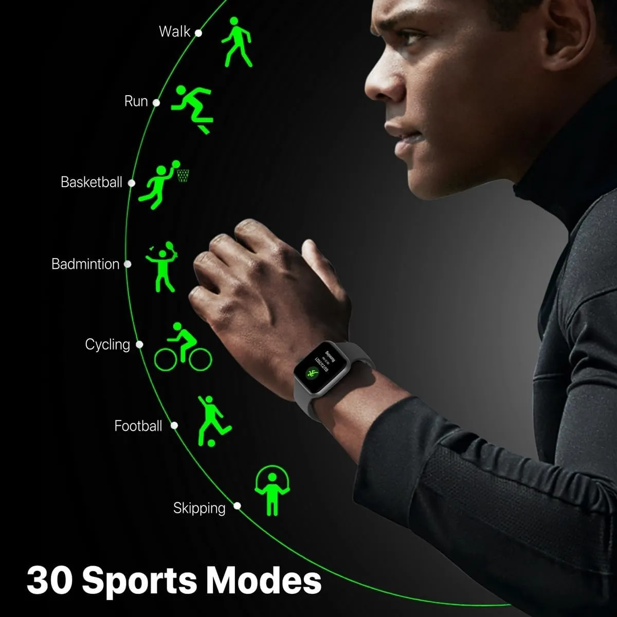 Promate Xwatch-B19 ActivLife Fitness Smartwatch = 1.9” Display Bluetooth Calling, IP67 Water Resistant, Voice Assistant, 15 Days Battery Life, 30 Sports Modes, Real-time HR Monitor, 100  Watch Faces