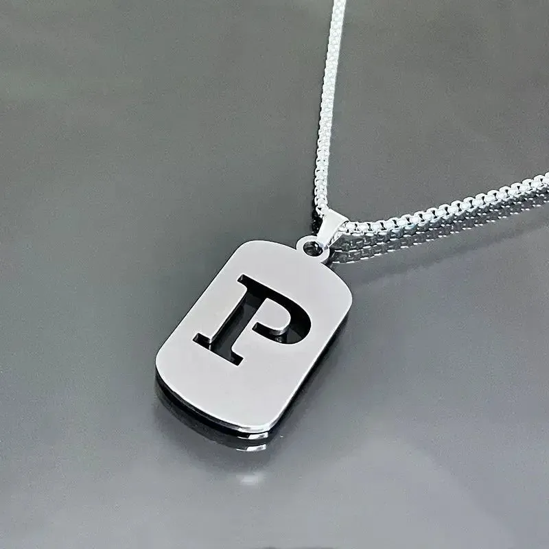 Punk A-Z Initial Tag Letter Necklaces