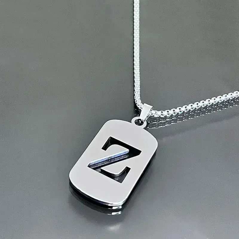 Punk A-Z Initial Tag Letter Necklaces