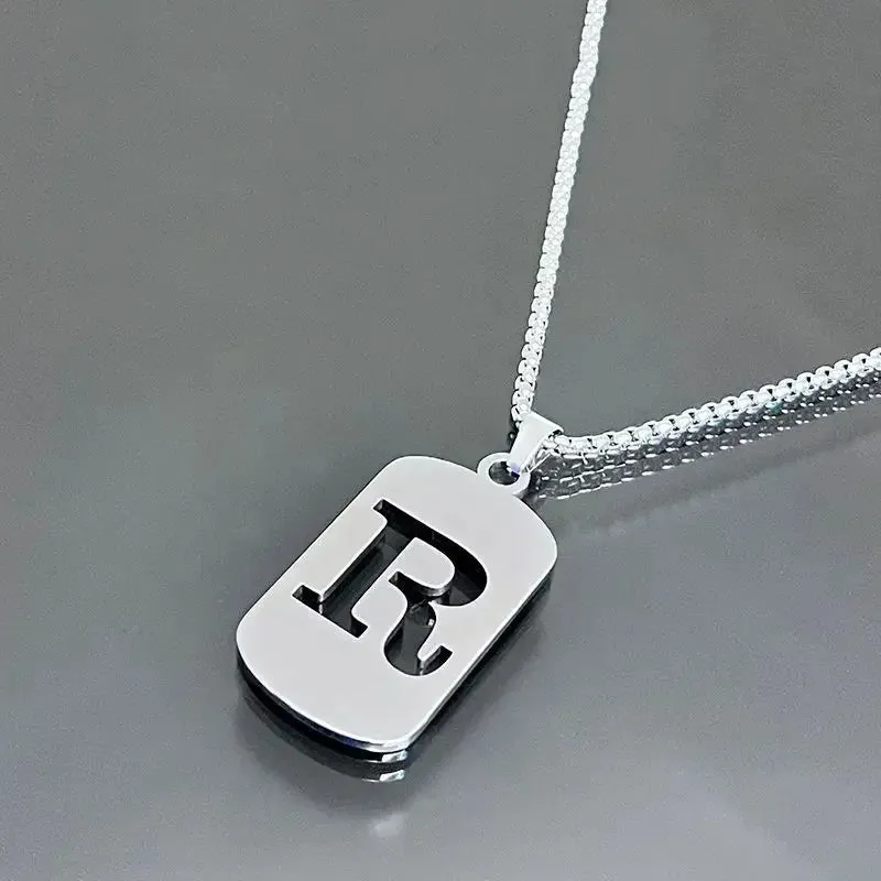 Punk A-Z Initial Tag Letter Necklaces