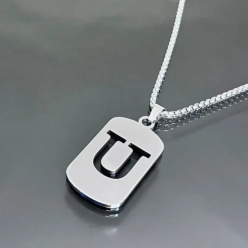 Punk A-Z Initial Tag Letter Necklaces
