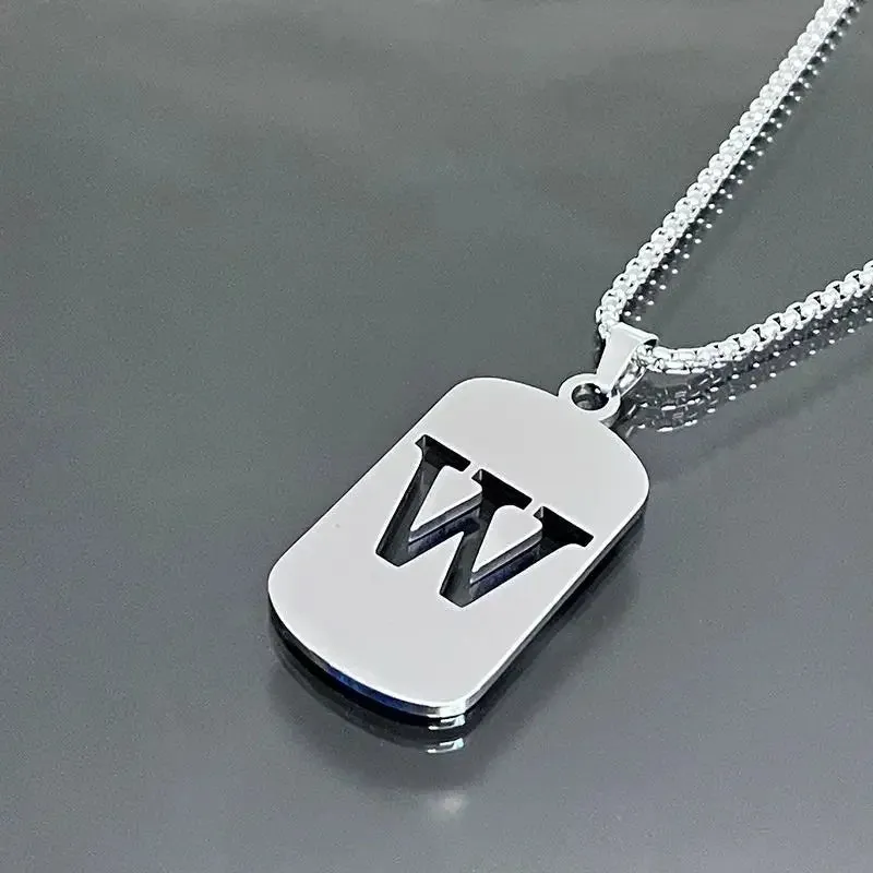 Punk A-Z Initial Tag Letter Necklaces