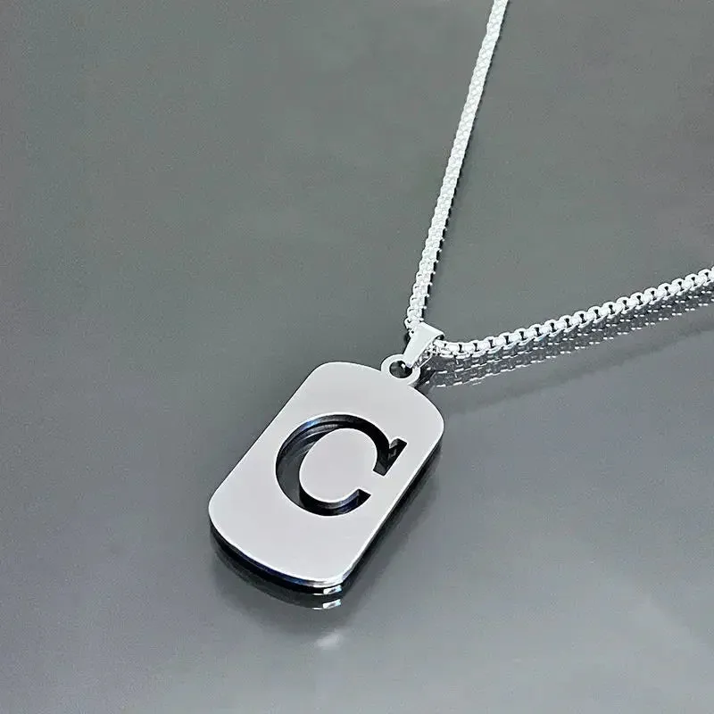 Punk A-Z Initial Tag Letter Necklaces