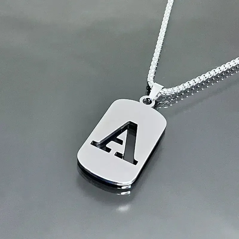 Punk A-Z Initial Tag Letter Necklaces