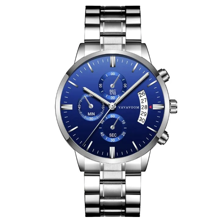 Quartz Watches Waterproof Black Refined Steel Watches