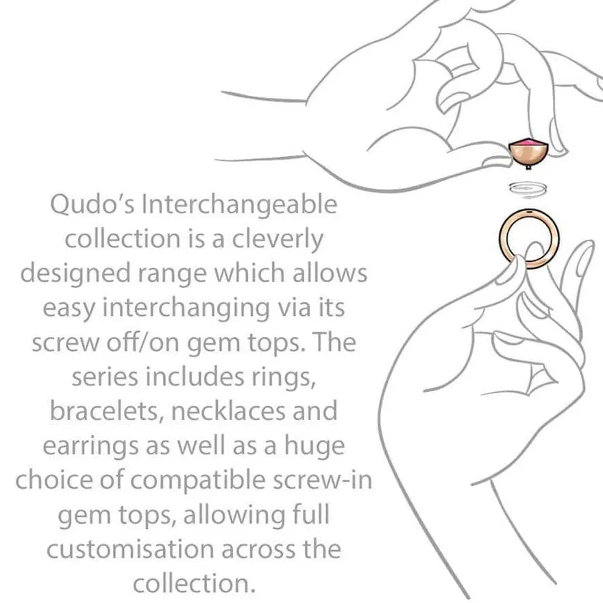 Qudo Tondo Deluxe (dark setting) 13mm Rose Gold Topper - Silver Patina