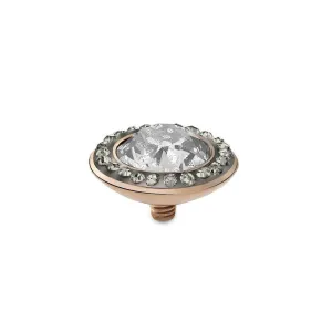 Qudo Tondo Deluxe (dark setting) 13mm Rose Gold Topper - Silver Patina