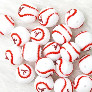 "A" Angles baseball team round shape focal Silicone Focal Beads Wholesale