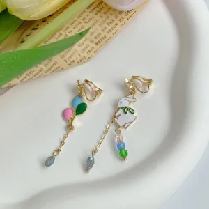Rabbit Balloon Clip on Earrings