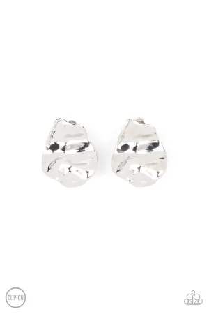 Raise the RUCHE Silver Clip-On Earrings Paparazzi
