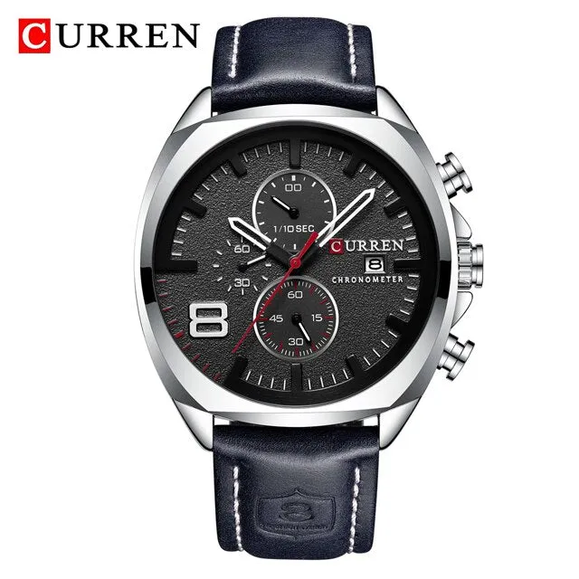 Reloj CURREN Sports Watch Men Chronograph Waterproof Leather Strap Watches Mens Luxury Brand Men&#39;s Wristwatch Quartz Male Clock
