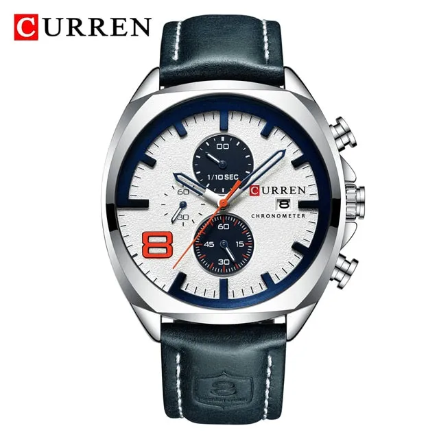 Reloj CURREN Sports Watch Men Chronograph Waterproof Leather Strap Watches Mens Luxury Brand Men&#39;s Wristwatch Quartz Male Clock